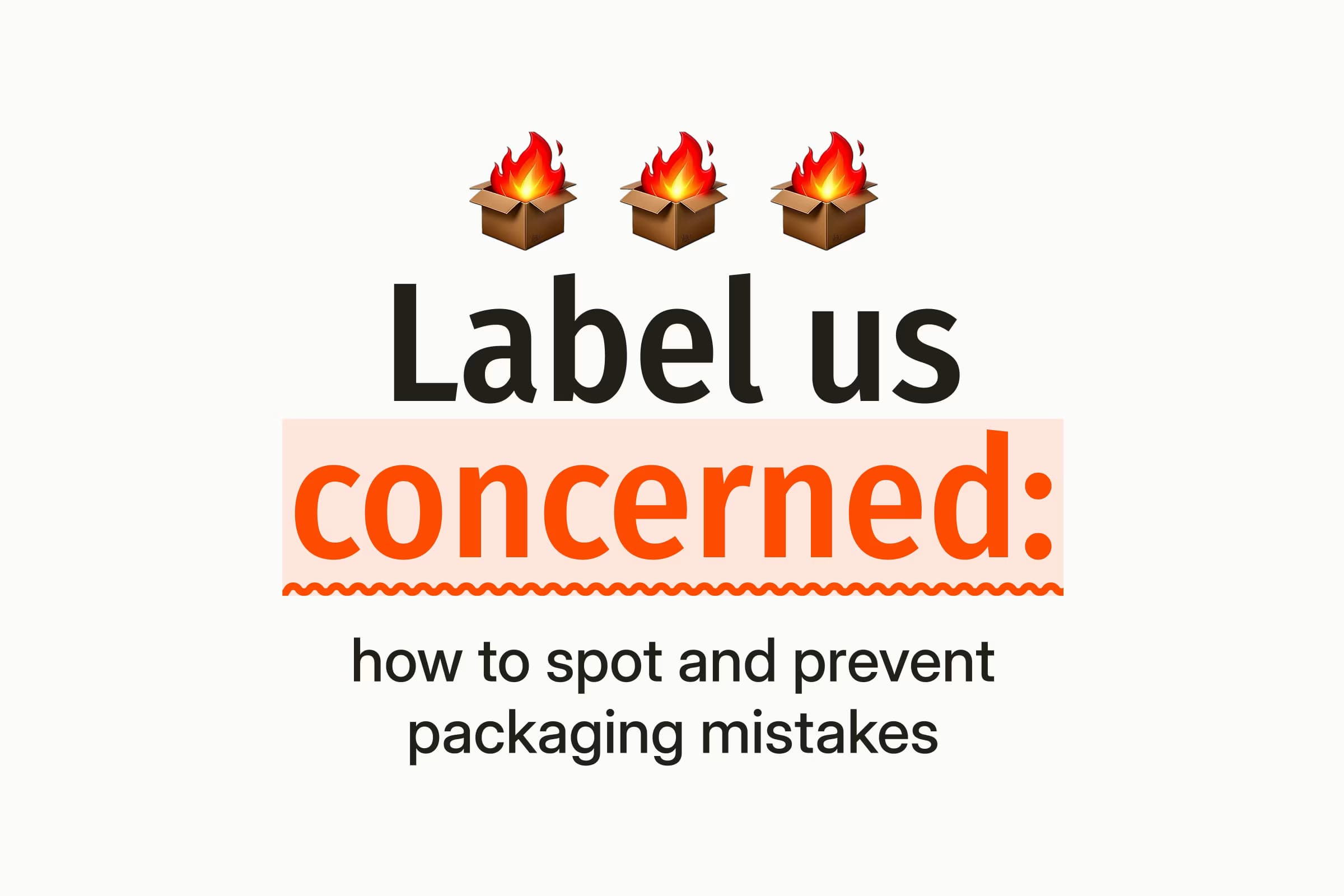 Three flaming cardboard boxes above bold orange and black headline text