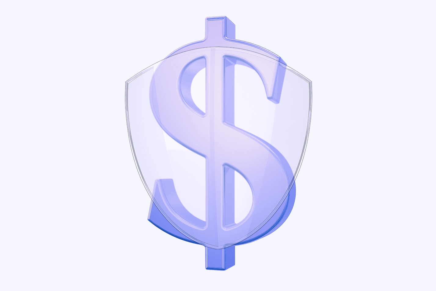 Lavender dollar sign behind a translucent shield