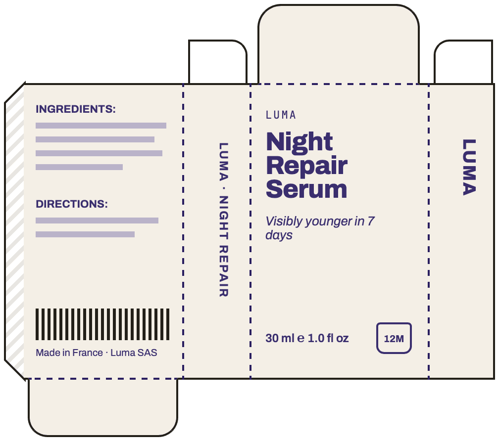 Sample Luma Night Repair Serum carton dieline