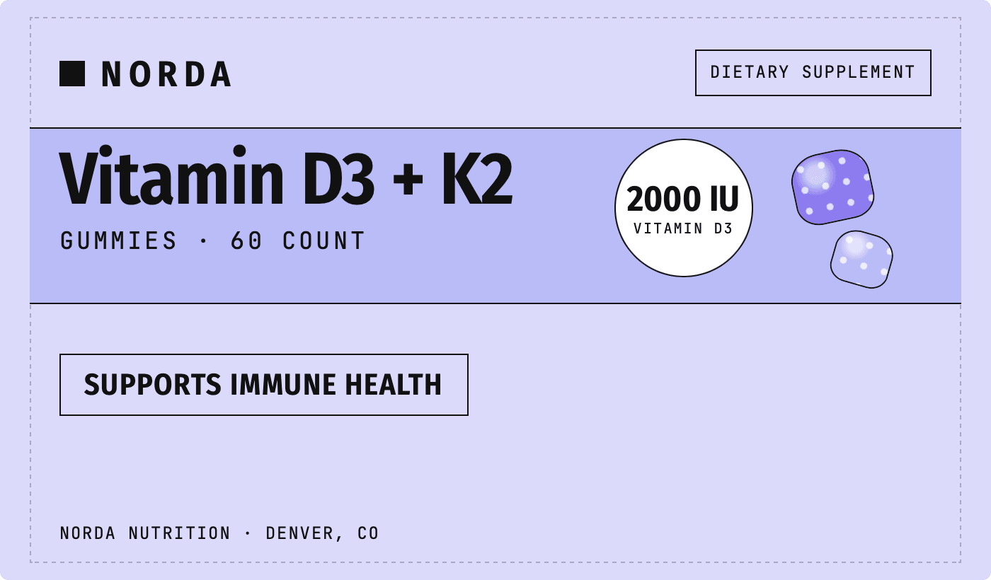 Norda Vitamin D3 + K2 gummies label