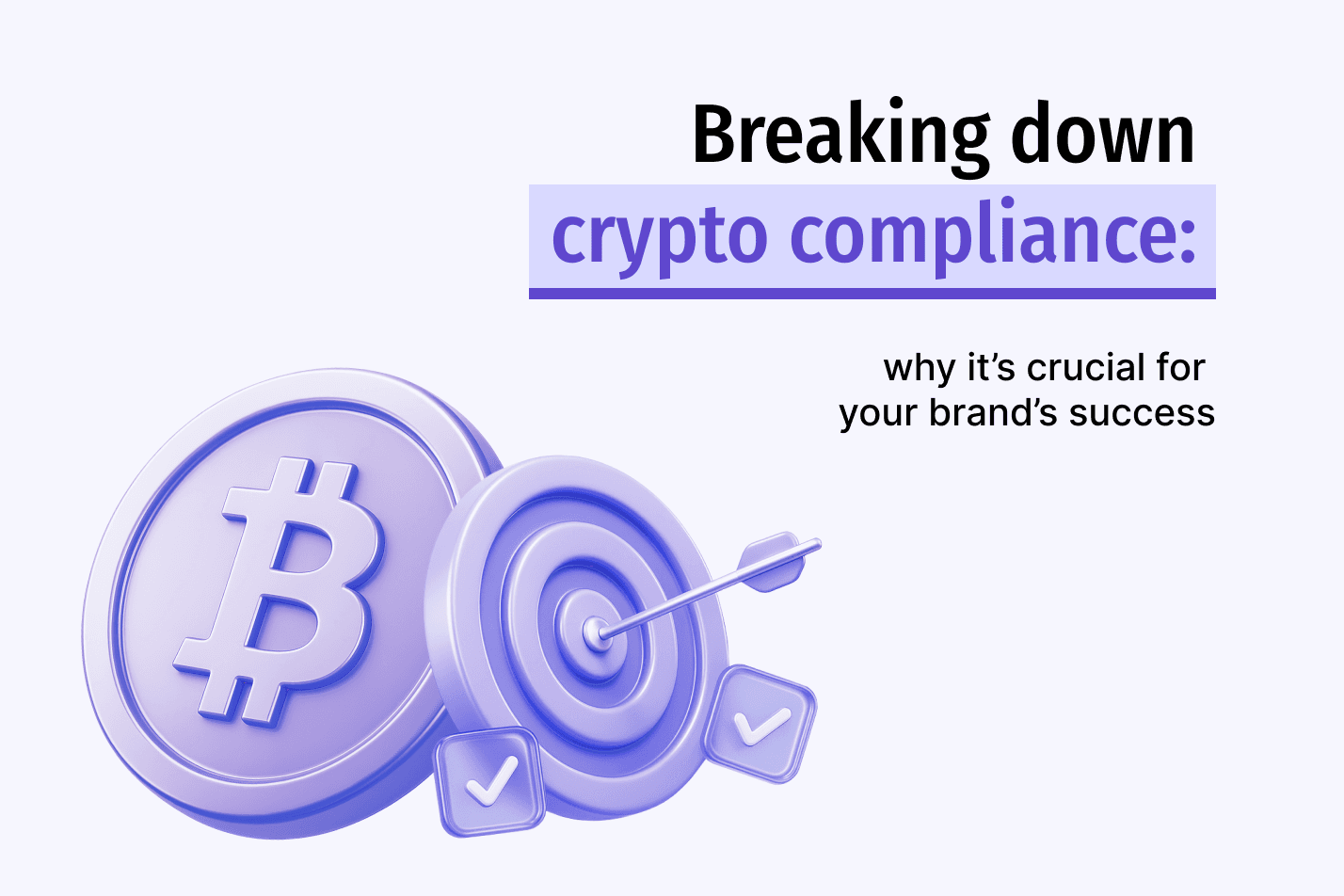Purple Bitcoin coin beside a target with checkmark badges