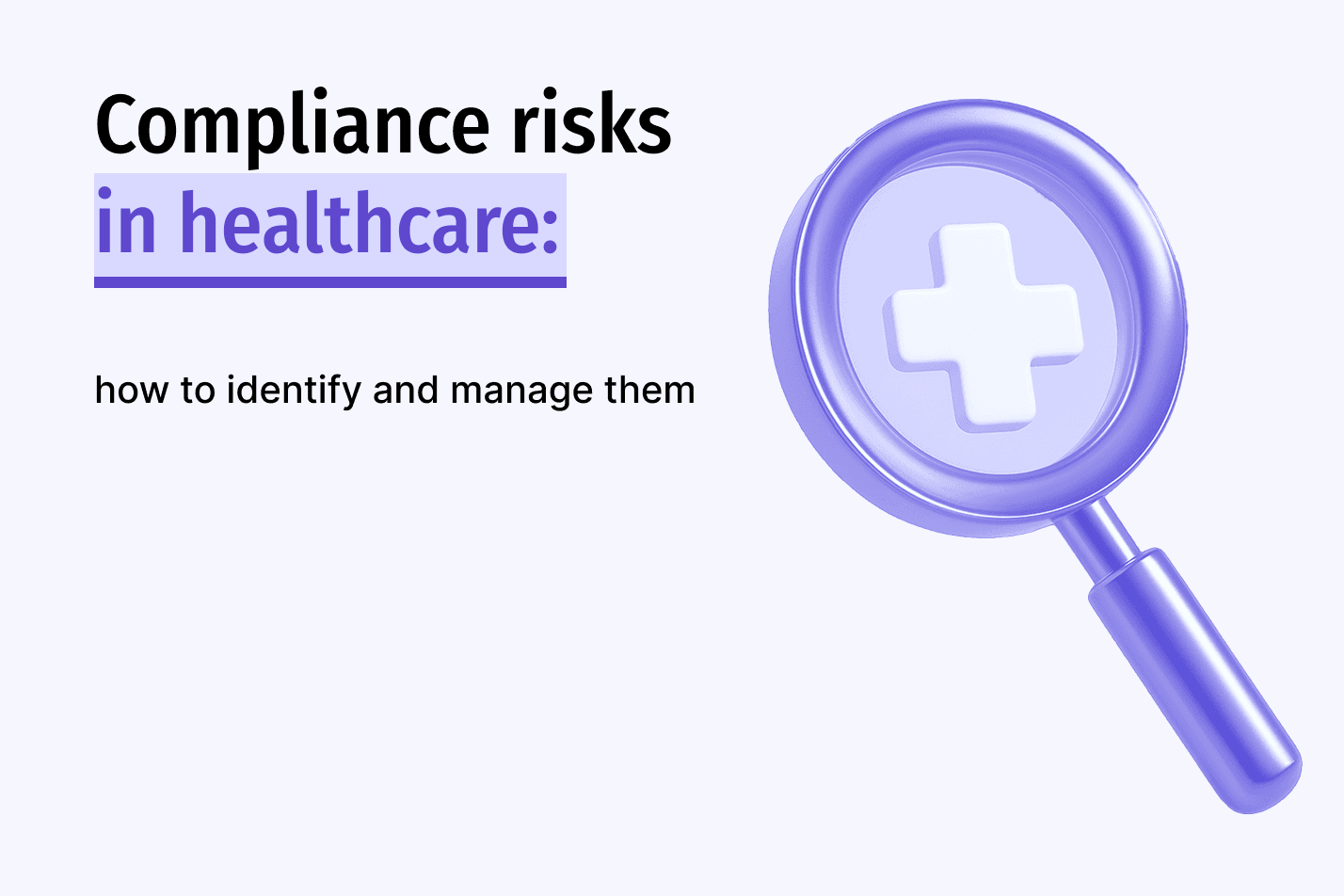 Purple magnifying glass with a white medical cross on a pale background