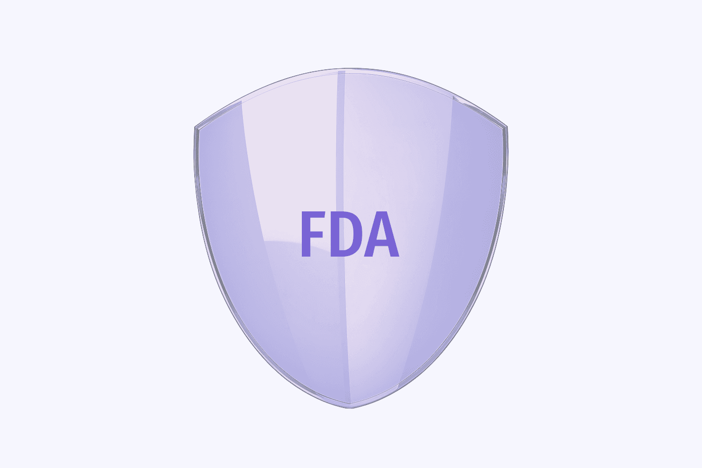 Lavender shield with FDA printed in the centre