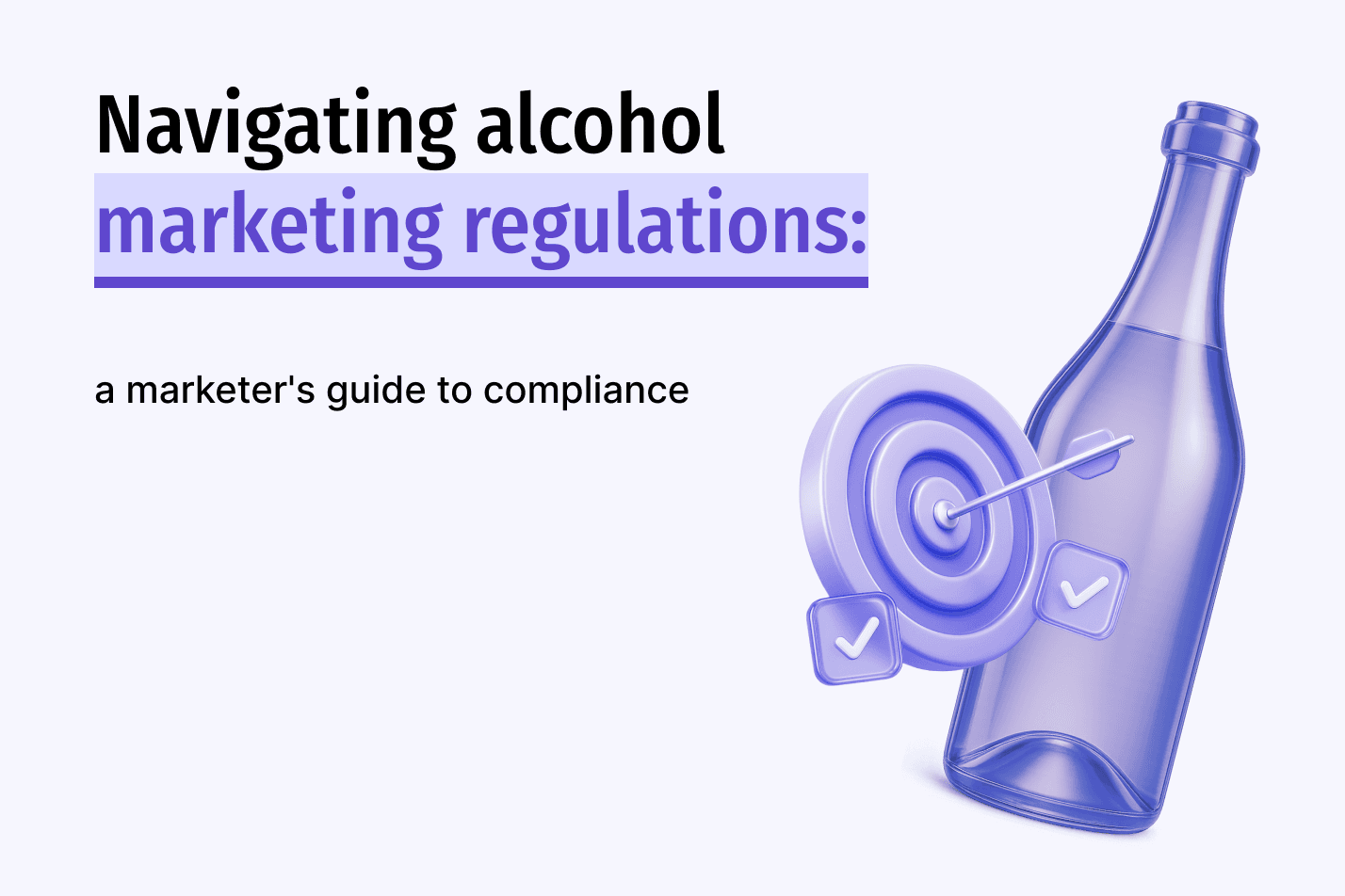 Purple glass bottle beside a target with checkmark badges